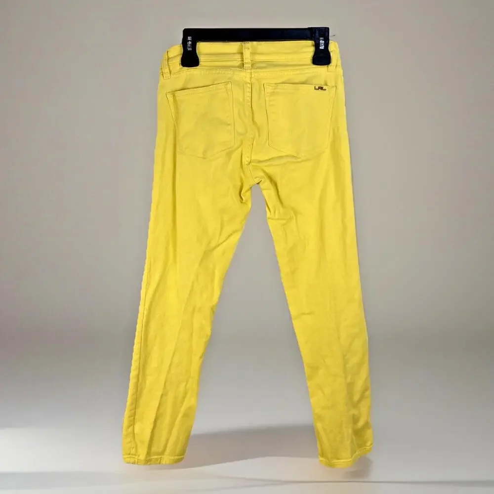 LRL Lauren Jeans Co Ralph Lauren Classic Straight Cropped Jean Sz 2 Yellow Denim